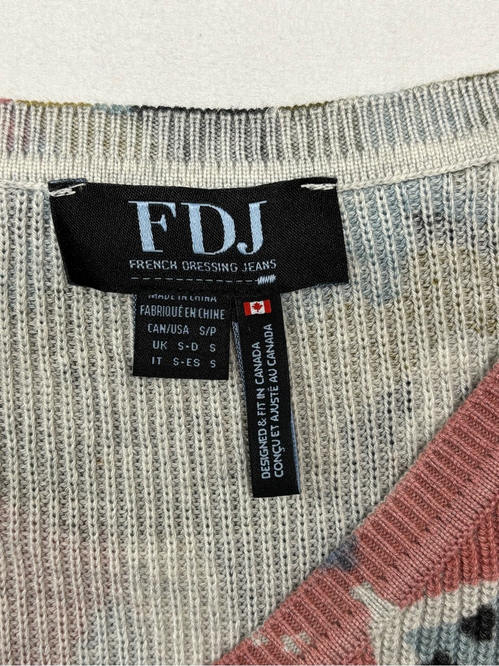 FDJ French Dressing Fall Florist Ribbed V-Neck Sweater Size S floral cozy 386 - Picture 4 of 6